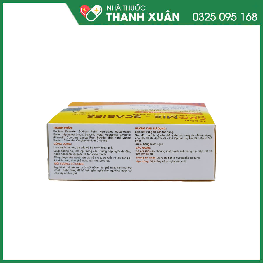 Xà bông Cromix-Scabies giúp làm sạch, dưỡng da, dùng cho da đang bị viêm trùng hoặc ghẻ ngứa (rận, bọ chét...)